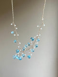Topaz and pearl branch necklace