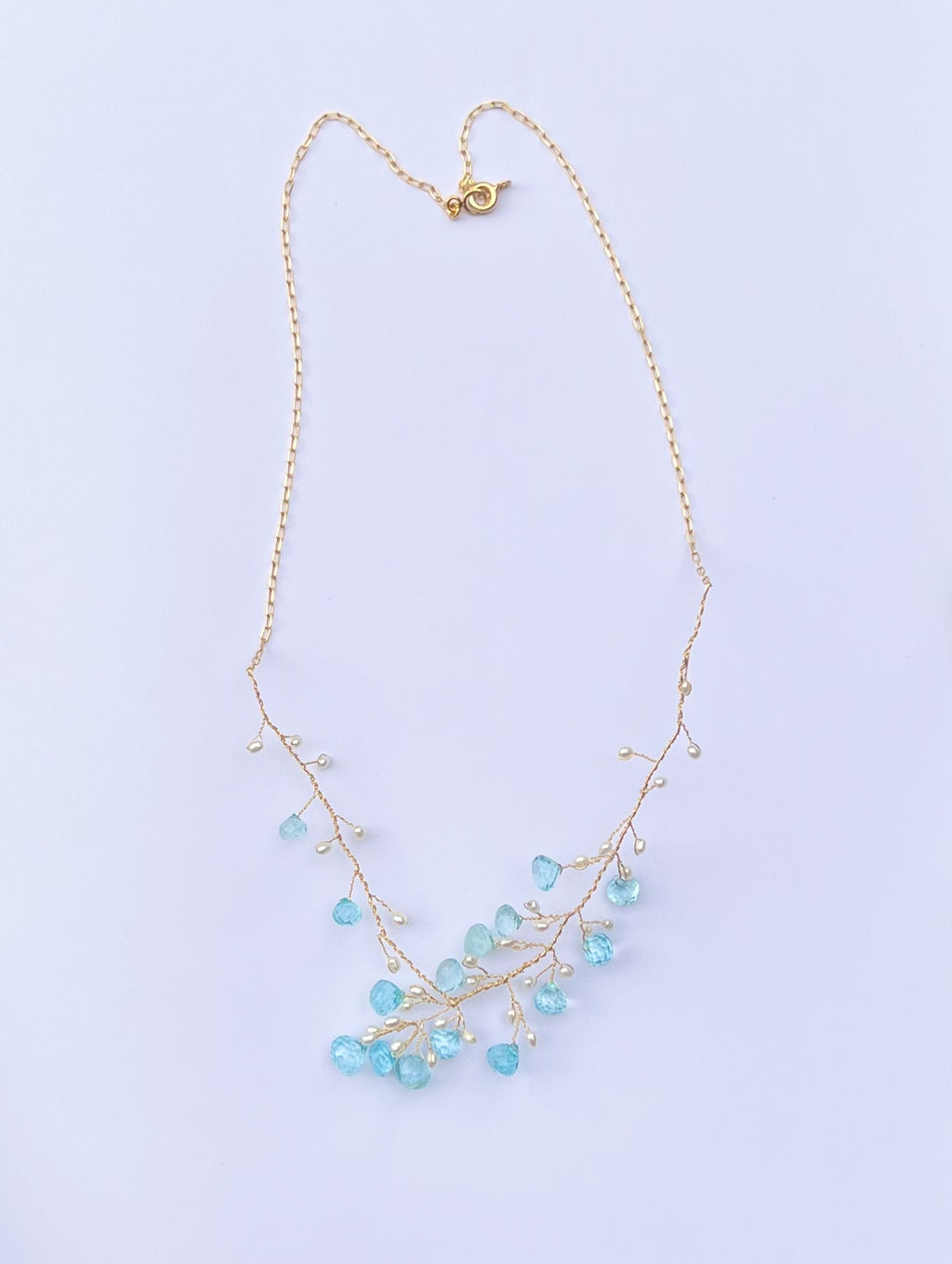Topaz and pearl branch necklace