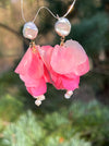 pink flower petal earrings