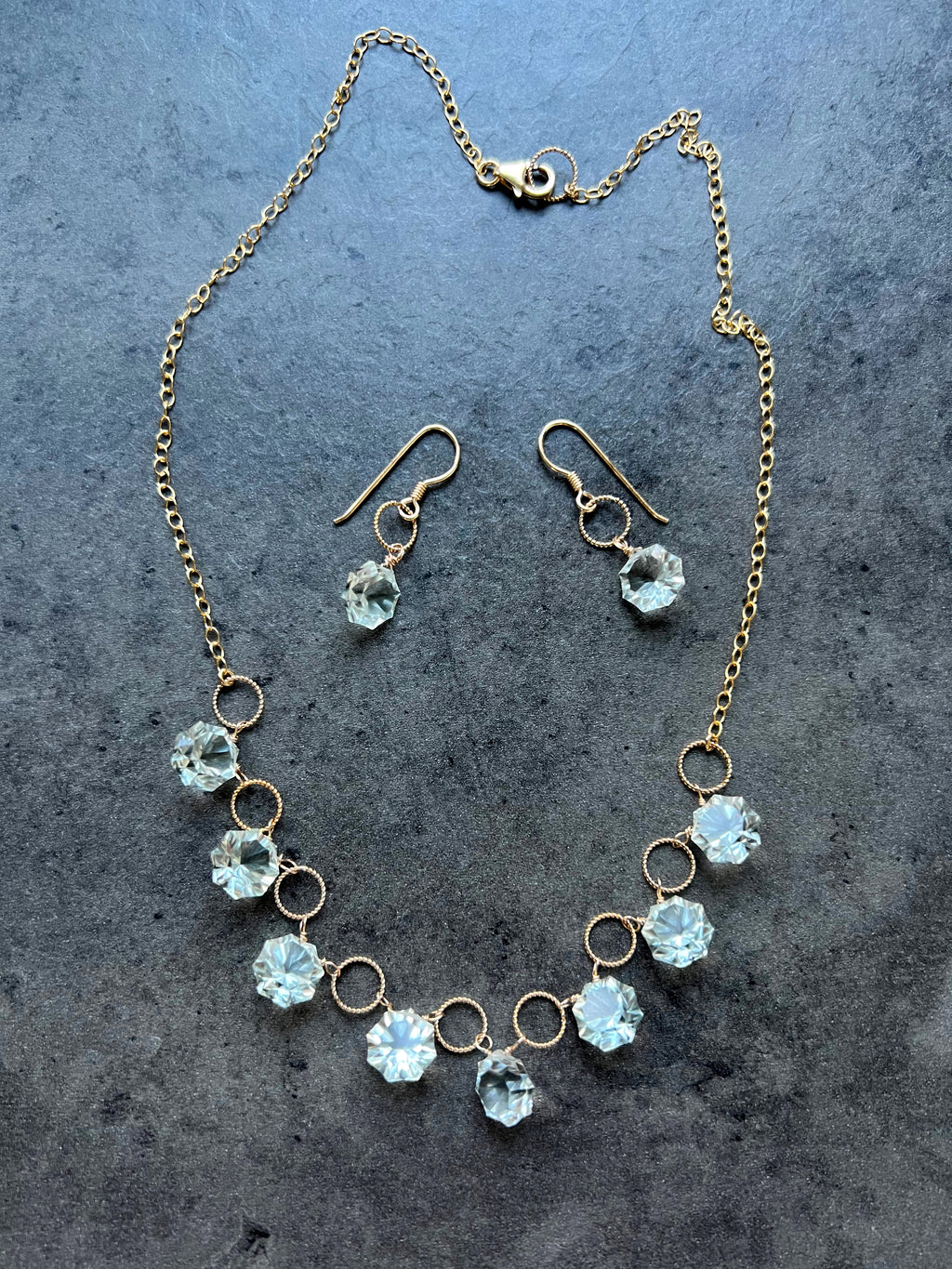Green Amethyst Necklace and Earrings Set