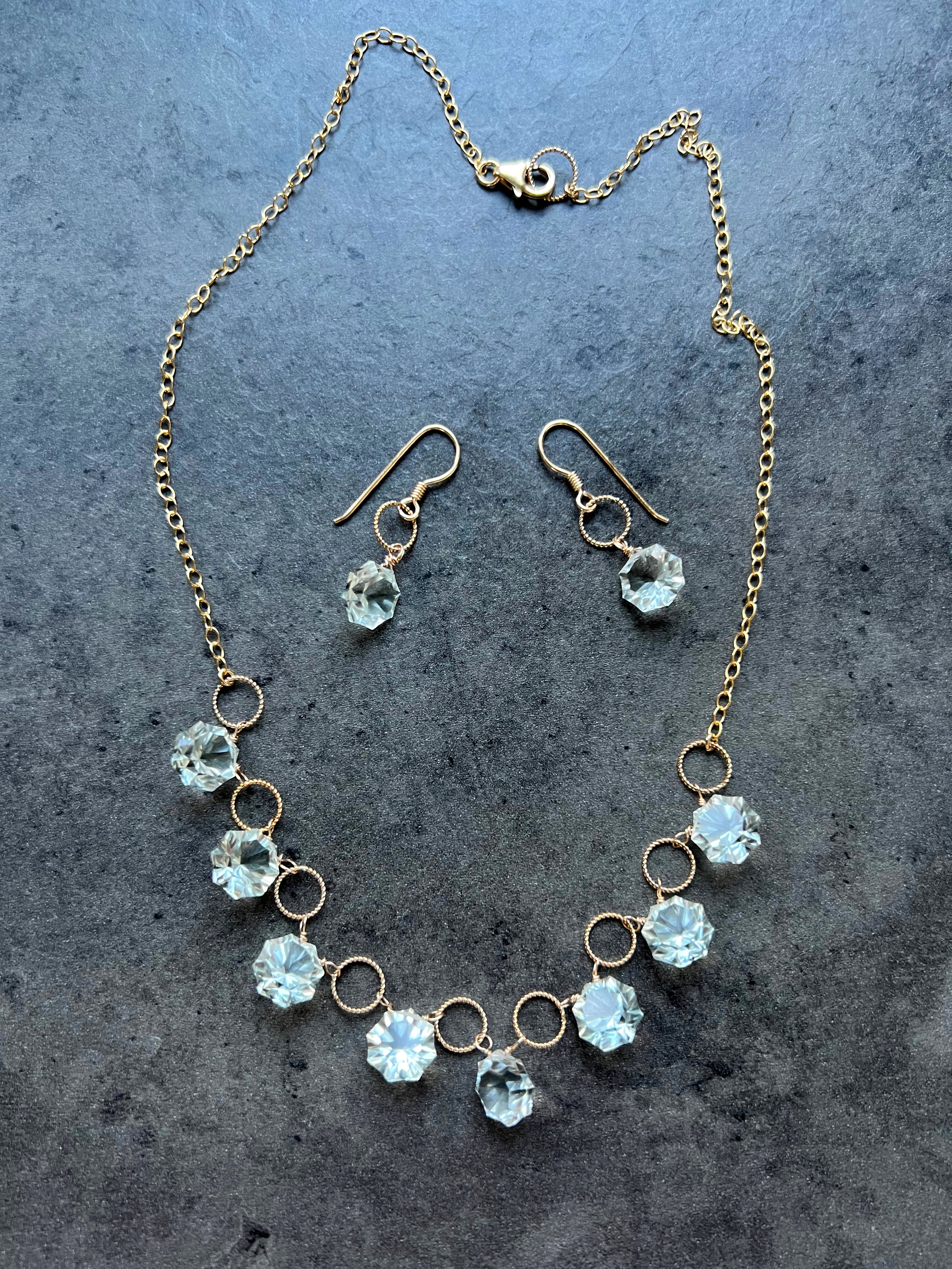 Green Amethyst Necklace and Earrings Set