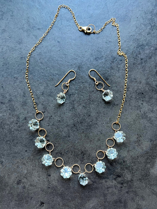 Green Amethyst Necklace and Earrings Set