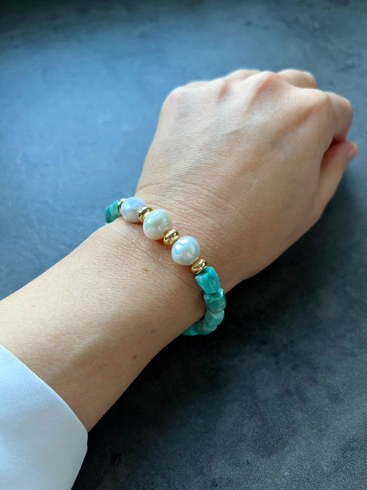 Amazonite and Pearls Bracelet