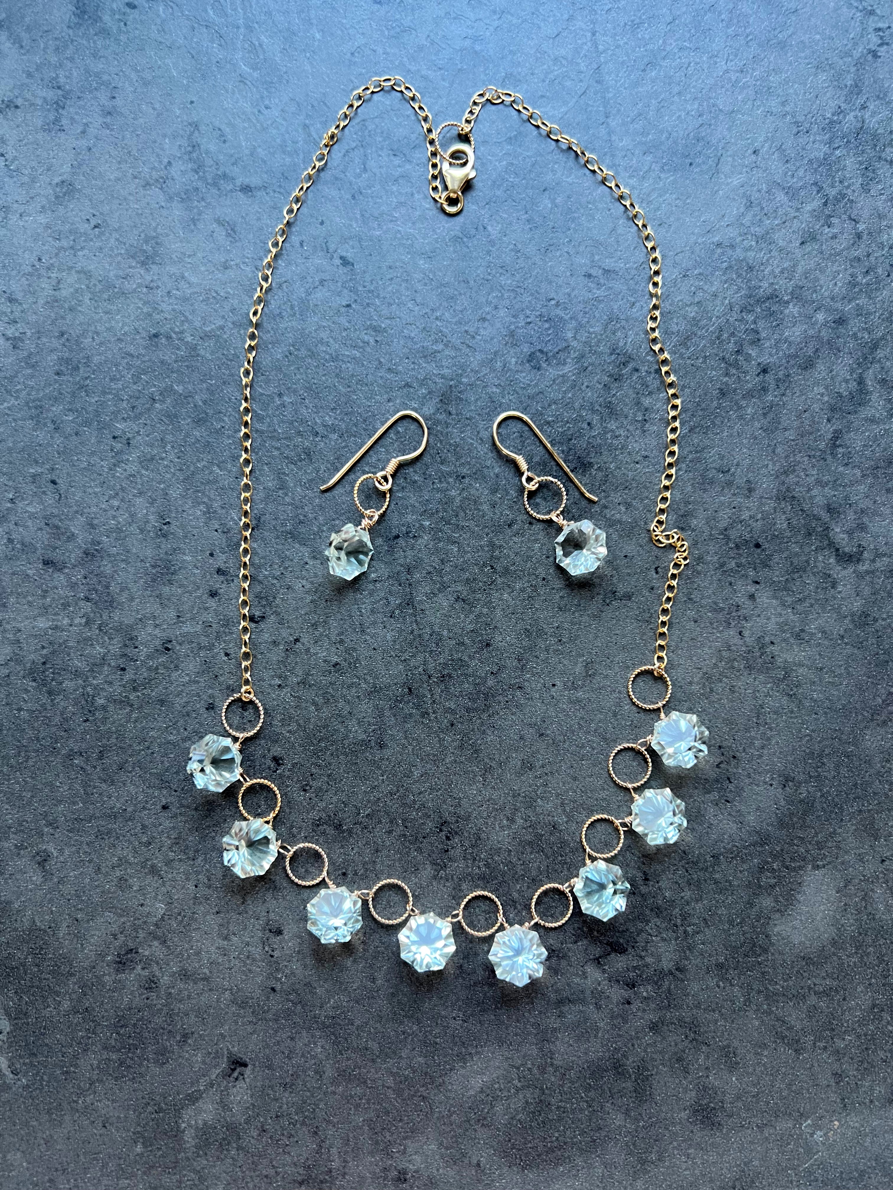 Green Amethyst Necklace and Earrings Set