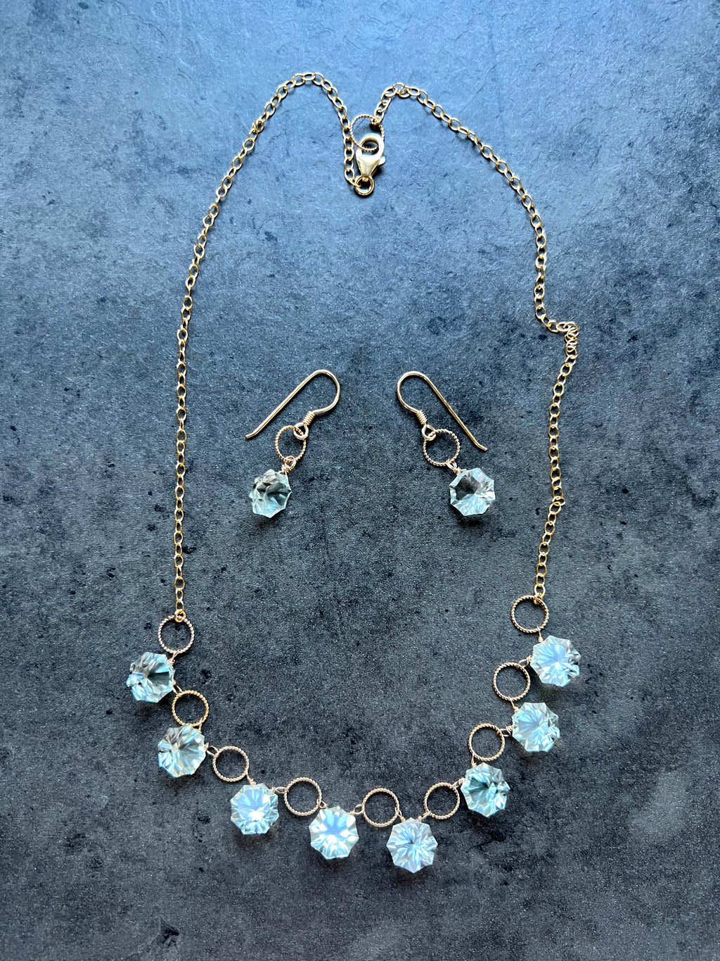 Green Amethyst Necklace and Earrings Set