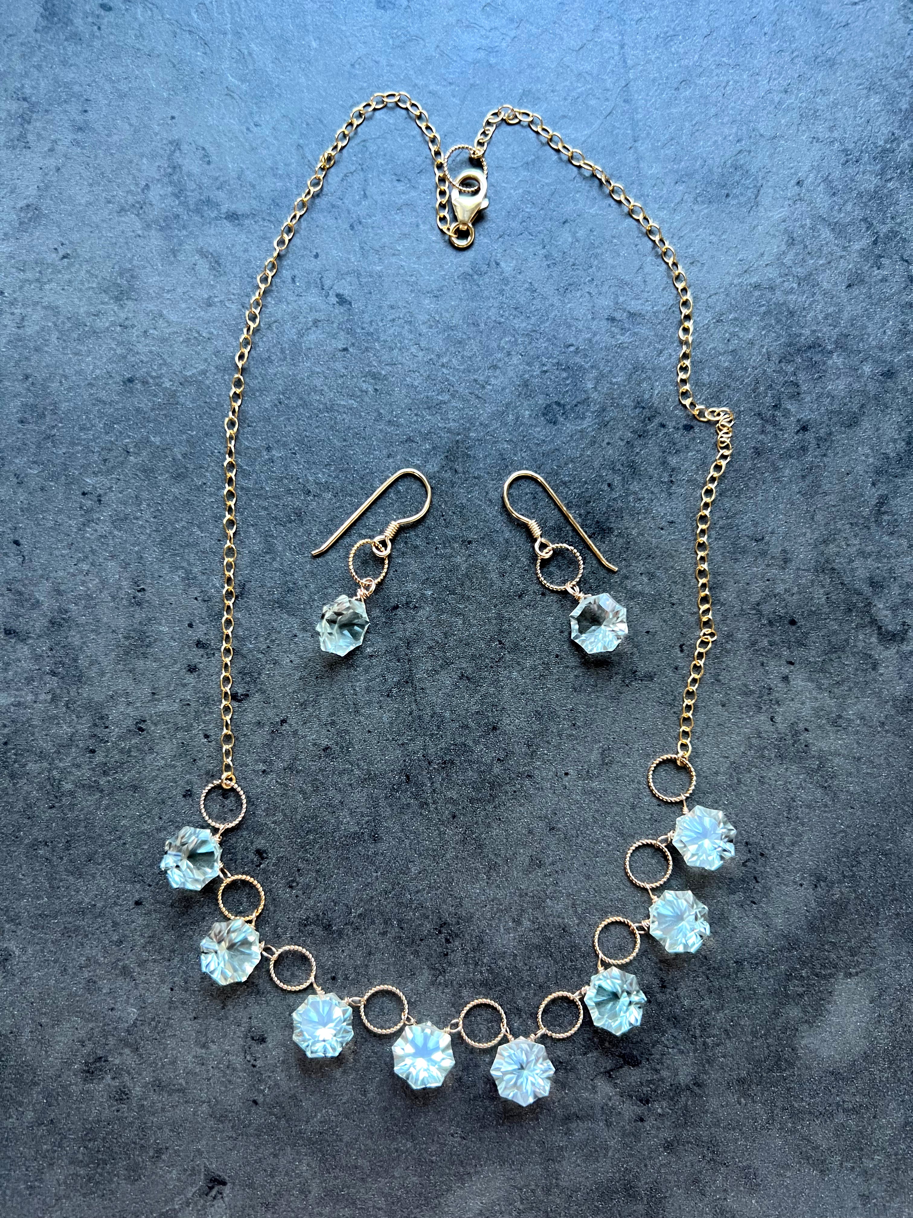 Green Amethyst Necklace and Earrings Set