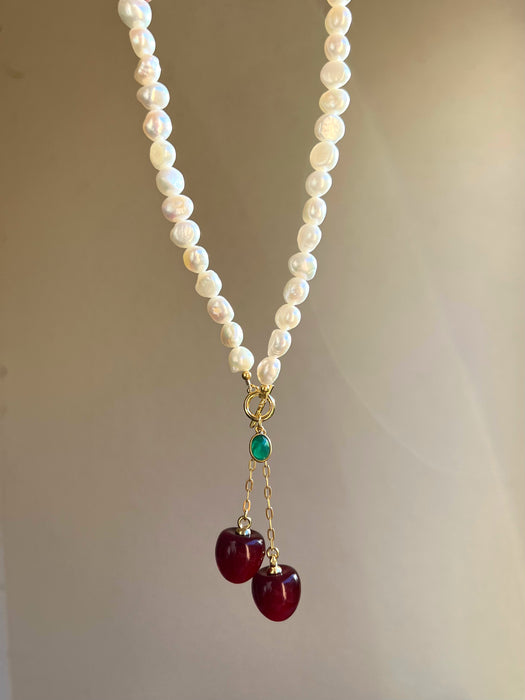 Cherry pearl necklace