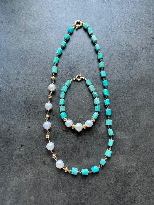 Amazonite and Pearls Bracelet