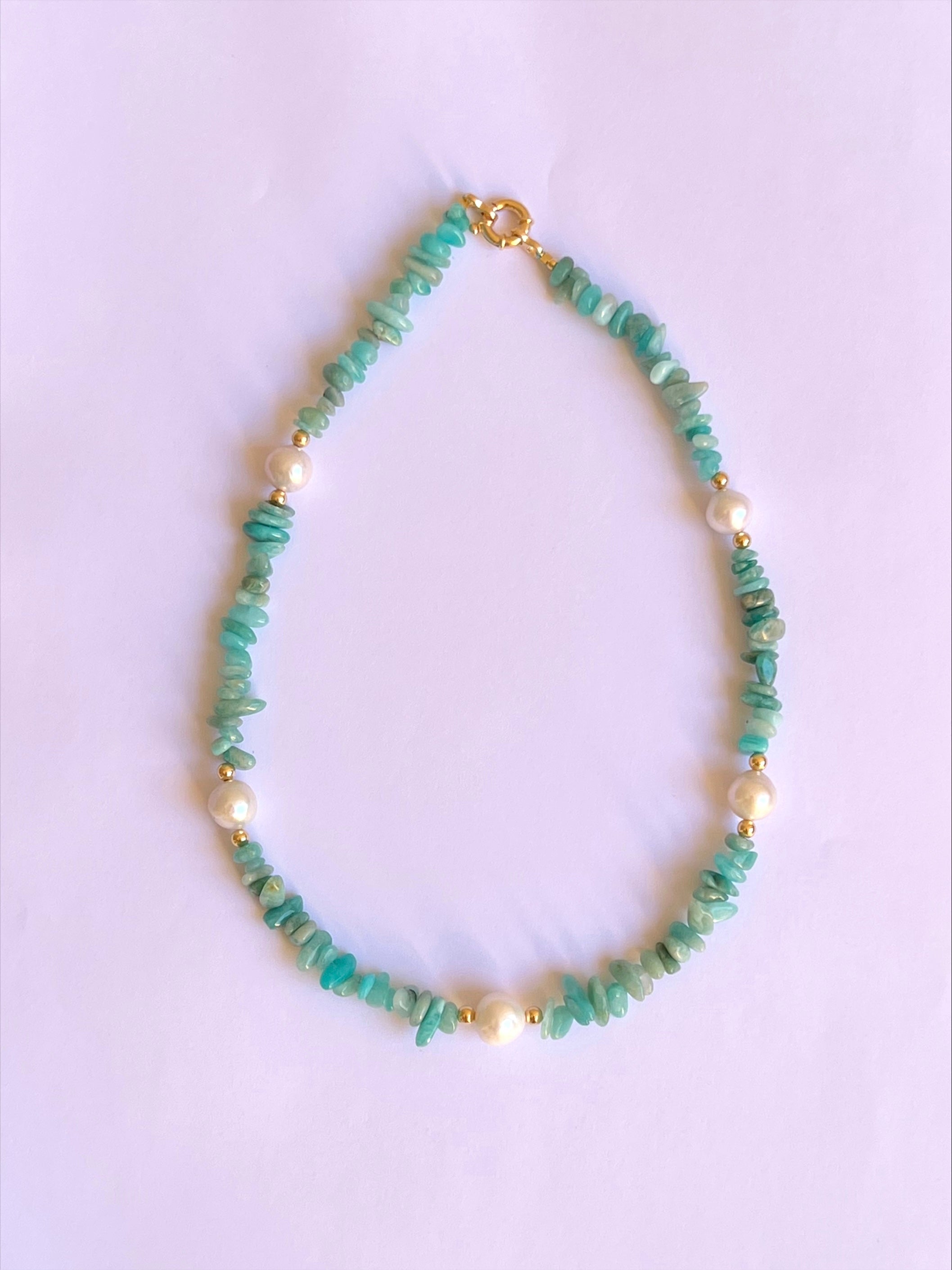 Amazonite chip beaded necklace 