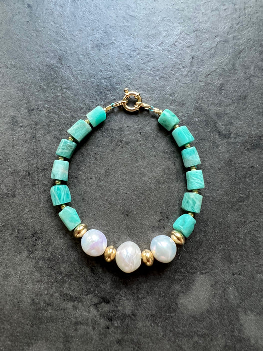 Amazonite and Pearls Bracelet