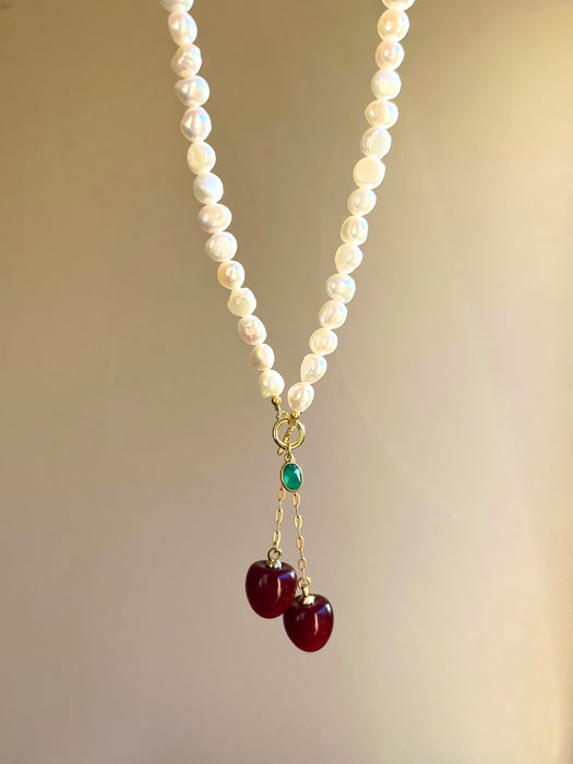 Cherry pearl necklace