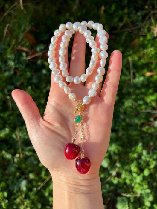 Cherry pearl necklace