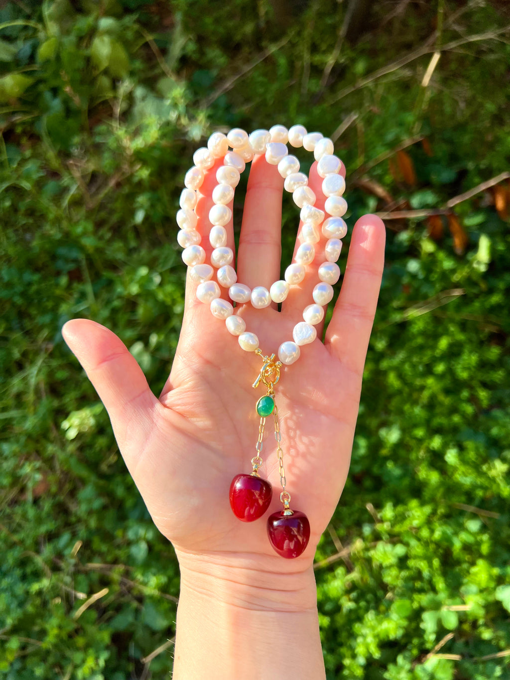 Cherry pearl necklace
