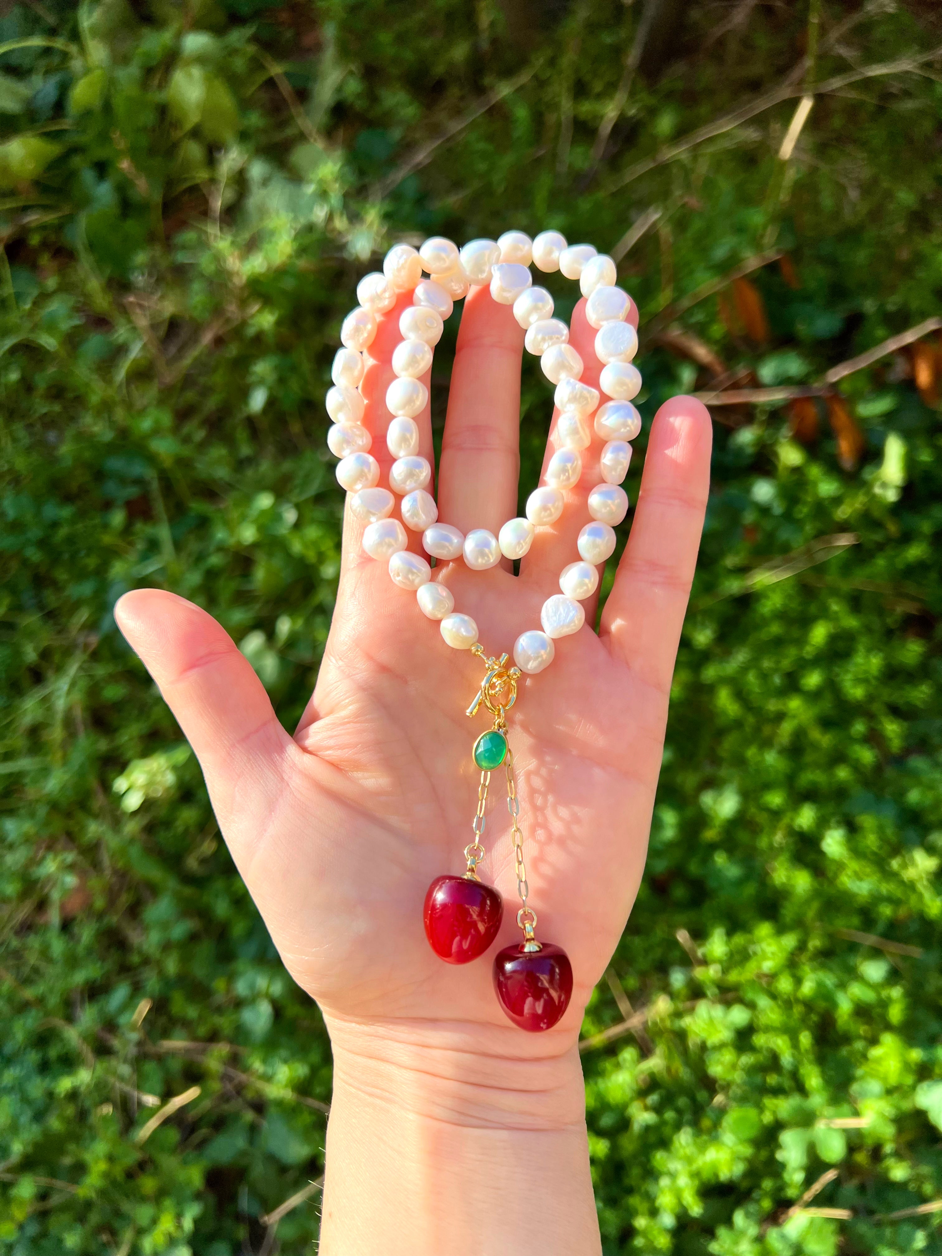 Cherry pearl necklace