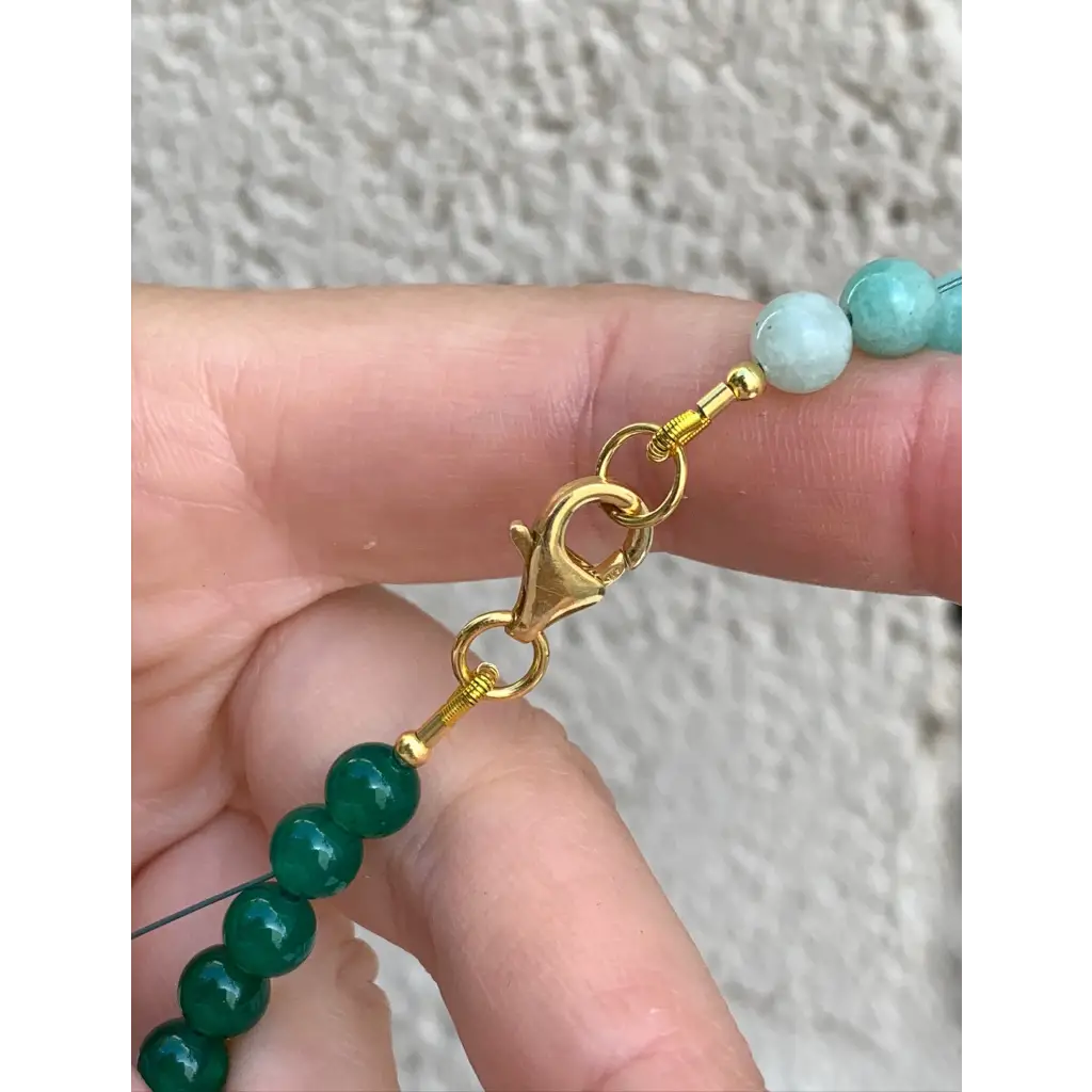 amazonite and green agate baroque pearl necklace