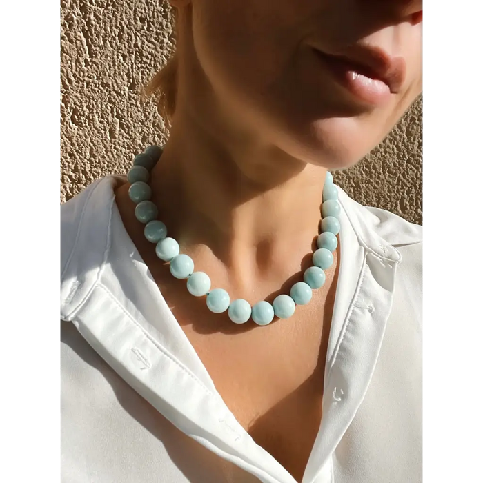 Amazonite beaded necklace Celeste chunky blue amazonite statement necklace Mother s day gift
