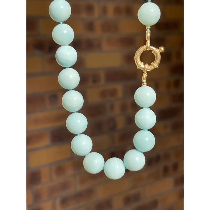 Turquoise and Chunky Sterling Bead Necklace - Ruby Lane