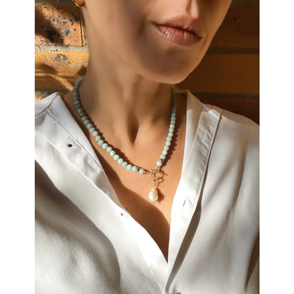 Amazonite beaded necklace