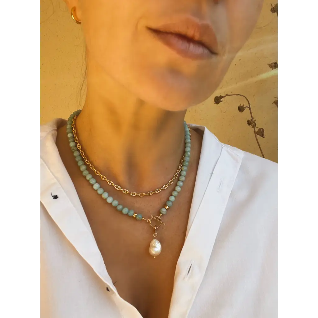 Amazonite beaded necklace