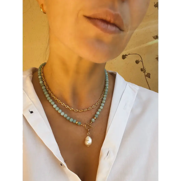 Amazonite beaded necklace