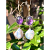 Amethyst and baroque pearl earrings