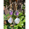 Amethyst and baroque pearl earrings