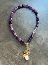 Amethyst Necklace With Pearl And Gemstone Charms Beaded