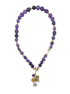 Amethyst Necklace With Pearl And Gemstone Charms Beaded