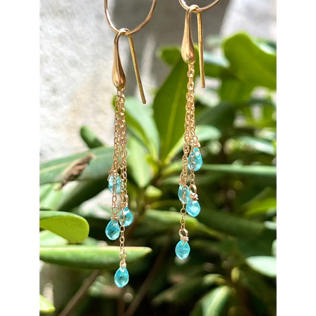 Apatite cascade drop earrings dangle gemstone earrings gift