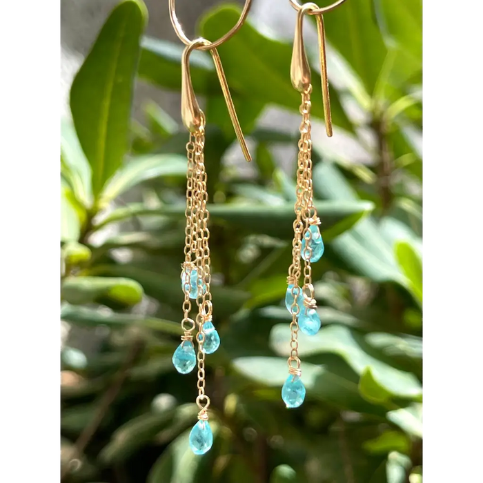 Apatite cascade drop earrings dangle gemstone earrings gift