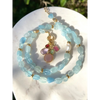 Aquamarine and multi gemstones statement necklace