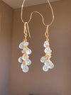 Aquamarine and Opal Cascade Earrings Aqua Dangle & Drop