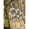 Aquamarine and pearl hoops cute earrings for every day gift