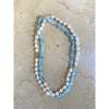 Aquamarine and pearl long layered necklace