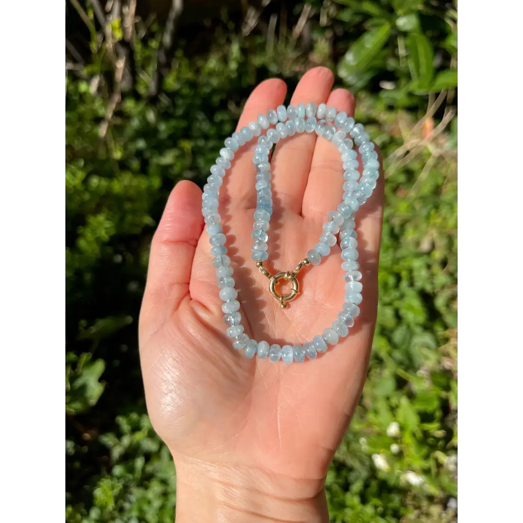 Aquamarine candy necklace aquamarine jewelry beaded necklace