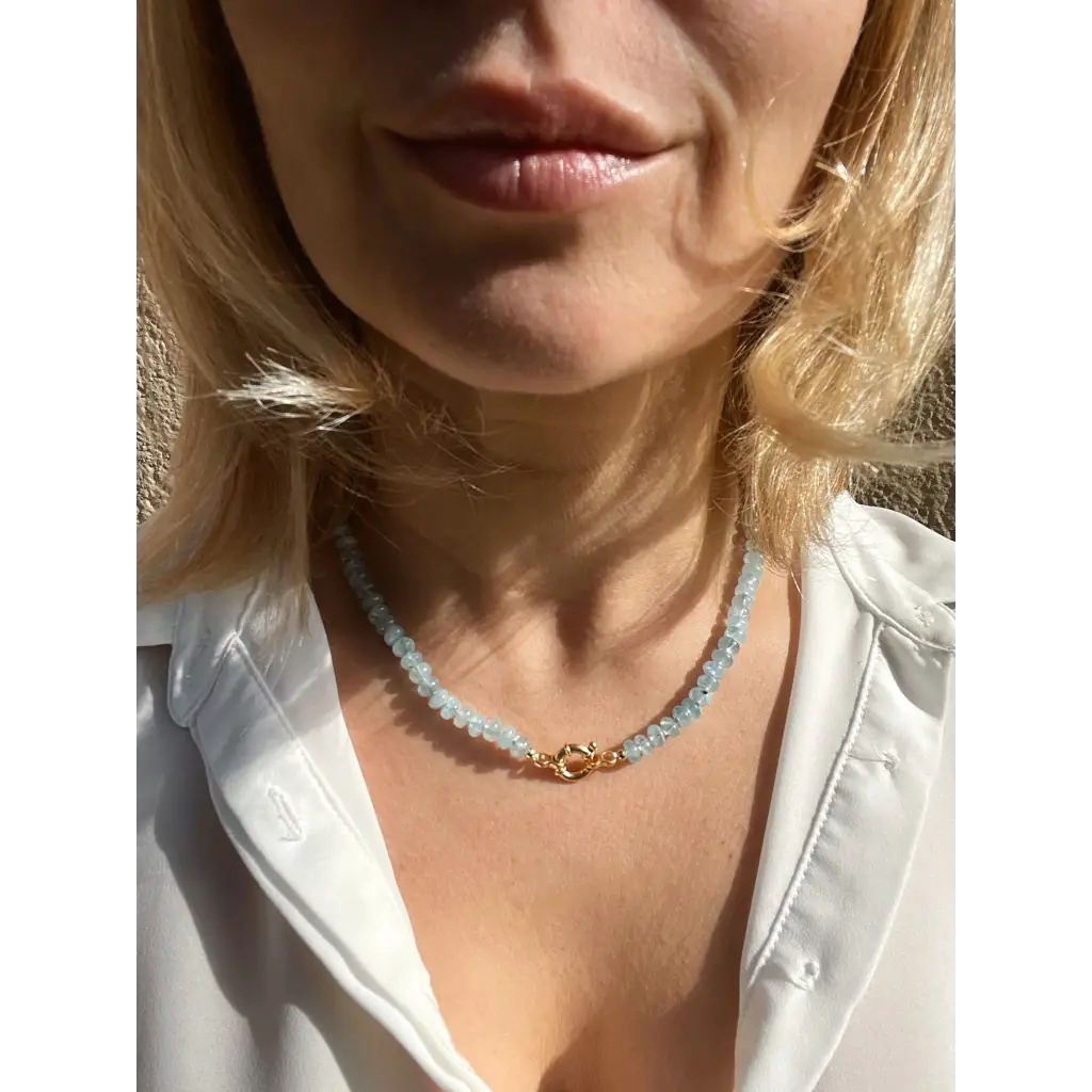 Aquamarine candy necklace aquamarine jewelry beaded necklace
