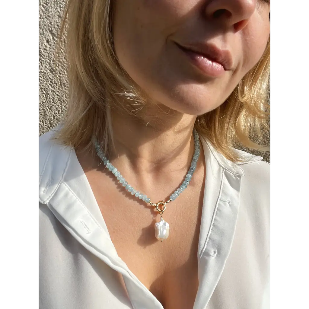 Aquamarine candy necklace aquamarine jewelry beaded necklace
