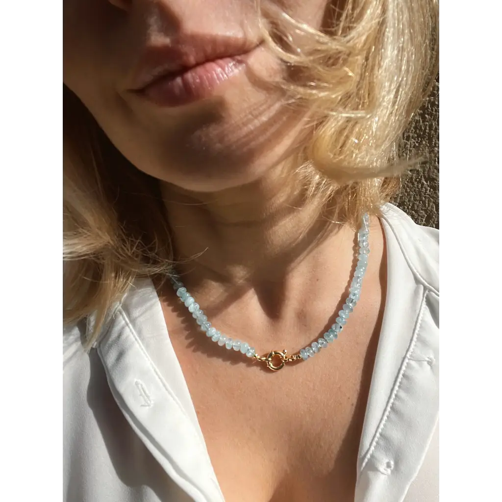 Aquamarine candy necklace aquamarine jewelry beaded necklace