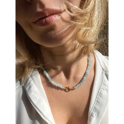 Aquamarine candy necklace aquamarine jewelry beaded necklace