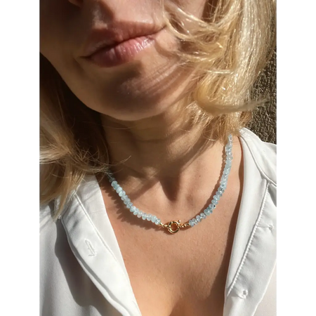 Aquamarine candy necklace aquamarine jewelry beaded necklace