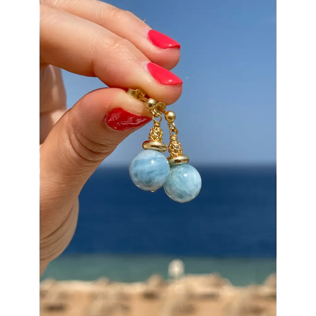 Aquamarine earrings handmade gold plated silver earrings