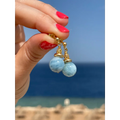 Aquamarine earrings handmade gold plated silver earrings