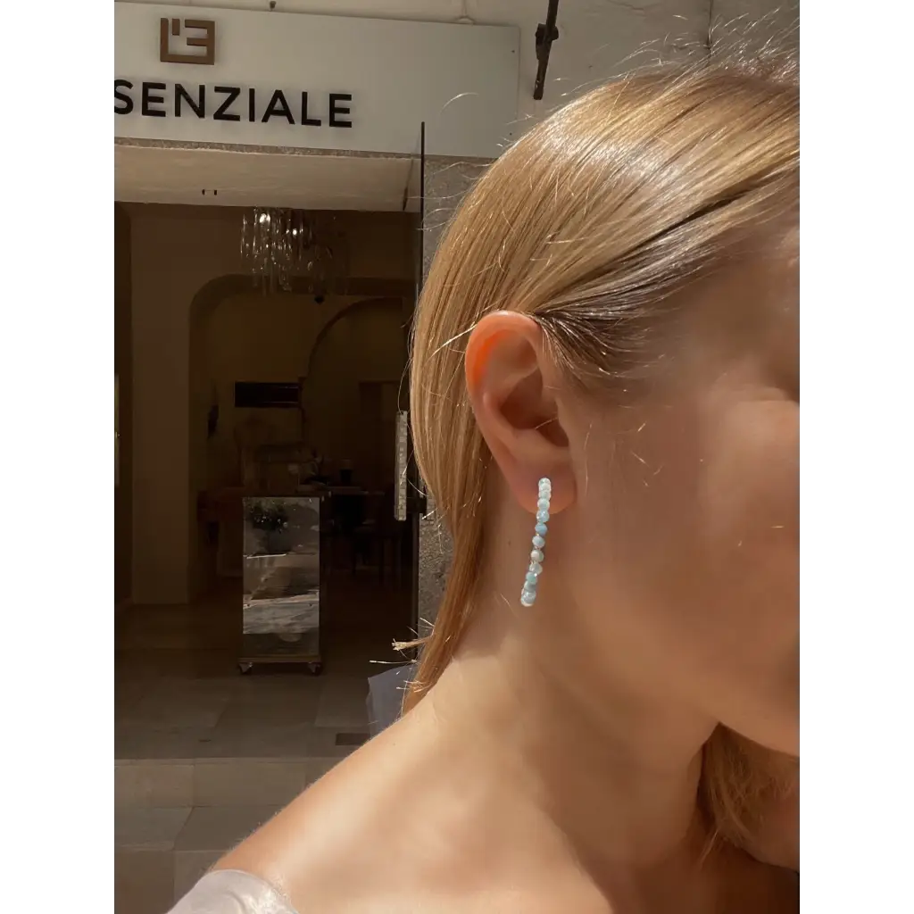 Aquamarine hoop earrings gold plated silver