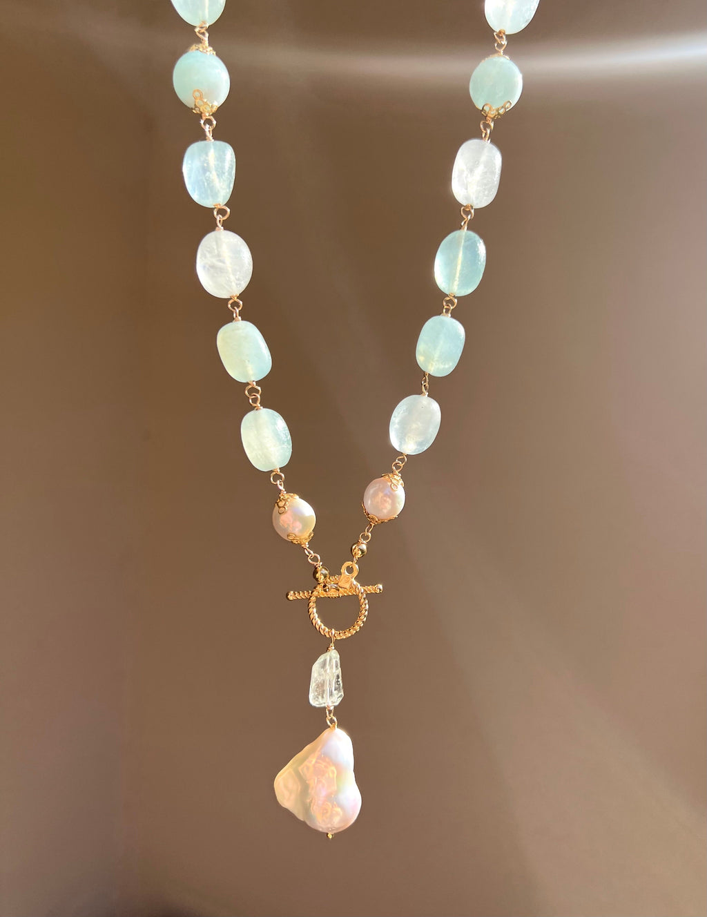 Aquamarine Lariat Necklace Duquesa Beaded Necklaces
