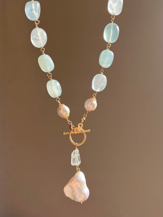 Aquamarine Lariat Necklace Duquesa Beaded Necklaces