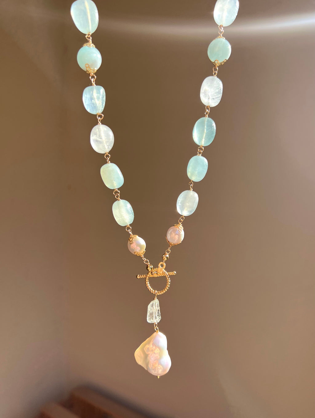 Aquamarine Lariat Necklace Duquesa Beaded Necklaces