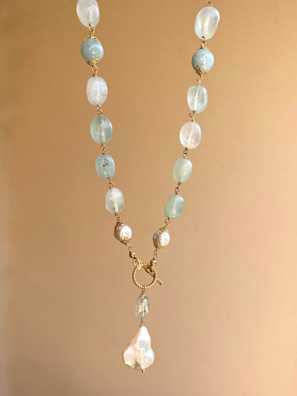 Aquamarine Lariat Necklace Duquesa Beaded Necklaces