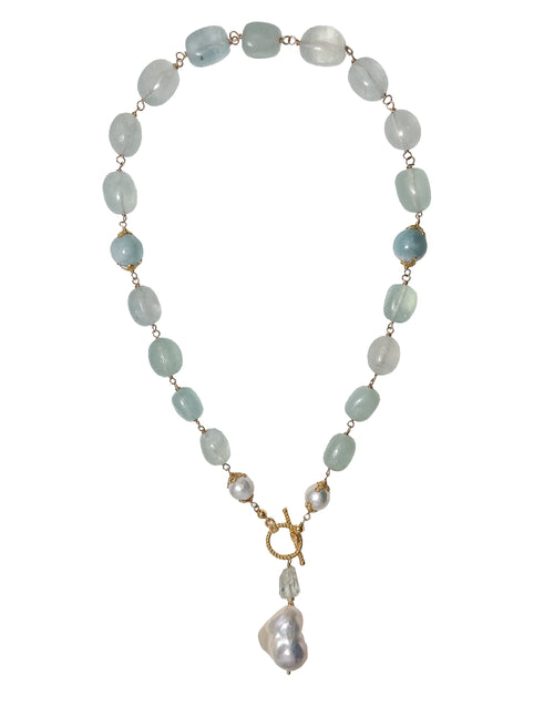 Aquamarine Lariat Necklace Duquesa Beaded Necklaces