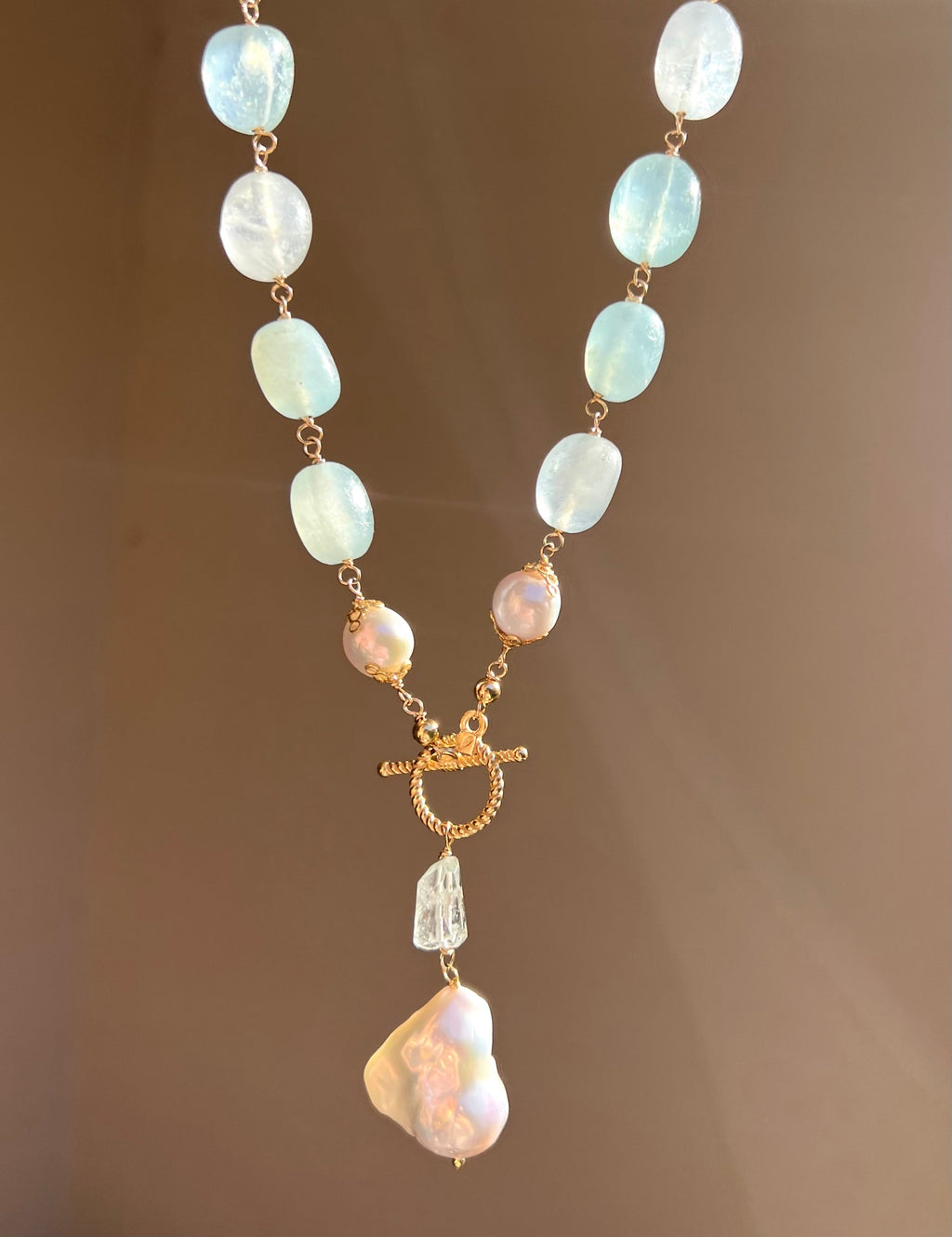 Aquamarine Lariat Necklace Duquesa Beaded Necklaces