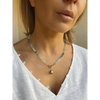 Aquamarine necklace with Tahitian pearl pendant genuine